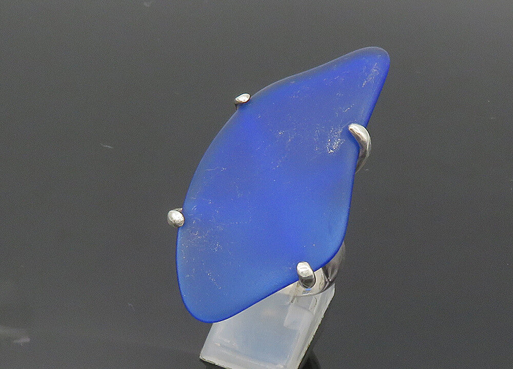 CHARLES ALBERT 925 Silver  Vintage Recycled Glass Cocktail Ring Sz 7  RG20363