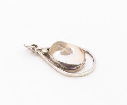 925 Sterling Silver  Vintage Cabochon Quartz Open Tear Drop Pendant PT15162