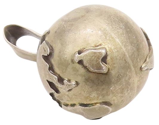 925 Sterling Silver Vintage Pendant Solid Carved Rattling Globe  PT23566