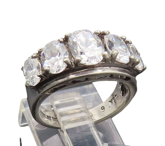 925 Silver  Vintage CZ Multi Size Round Band Minimalist Ring Sz 6.25  RG26758