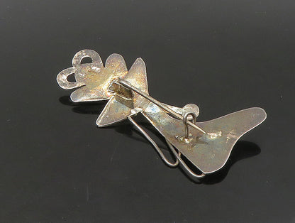 925 Sterling Silver  Vintage Dark Tone Modernist Design Brooch Pin  BP9219