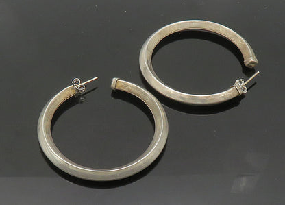 925 Sterling Silver  Vintage Smooth Hollow Round JHoop Earrings  EG10478