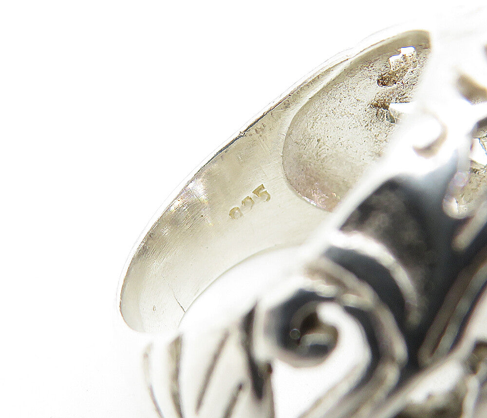 925 Sterling Silver  Vintage Topaz Floral Swirl Vine Cocktail Ring Sz 8 RG5760