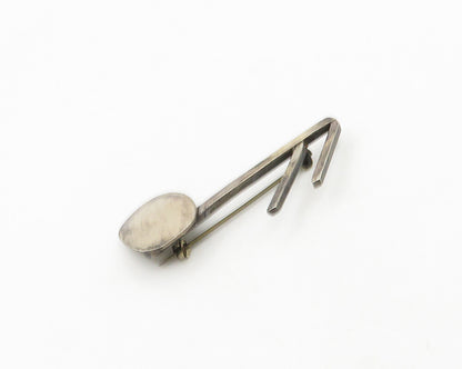 925 Sterling Silver  Vintage Dark Tone Music Sixteenth Note Brooch Pin  BP7664