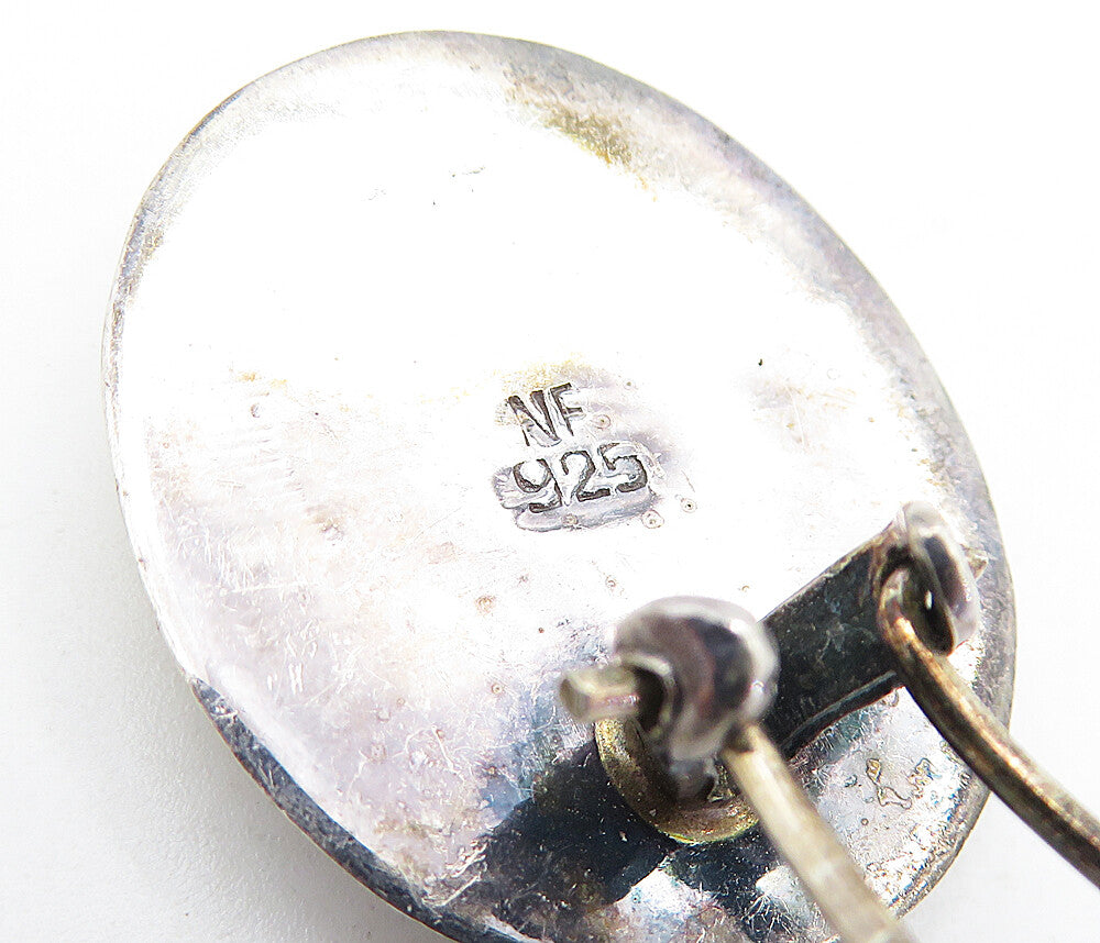 925 Sterling Silver  Vintage Shiny Dark Tone Dented Non Pierce Earrings EG2402
