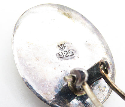 925 Sterling Silver  Vintage Shiny Dark Tone Dented Non Pierce Earrings EG2402