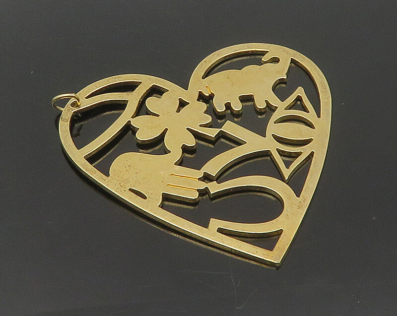 JENNIFER ZEUNER 925 Silver  Vintage Shiny Good Luck Love Heart Pendant PT14468
