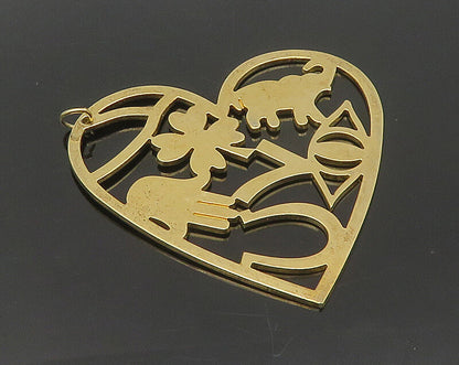 JENNIFER ZEUNER 925 Silver  Vintage Shiny Good Luck Love Heart Pendant PT14468