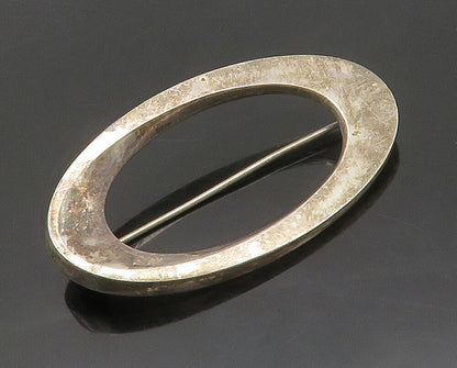 HANS HANSEN DENMARK 925 Silver  Vintage Open Oval Dark Tone Brooch Pin  BP6308