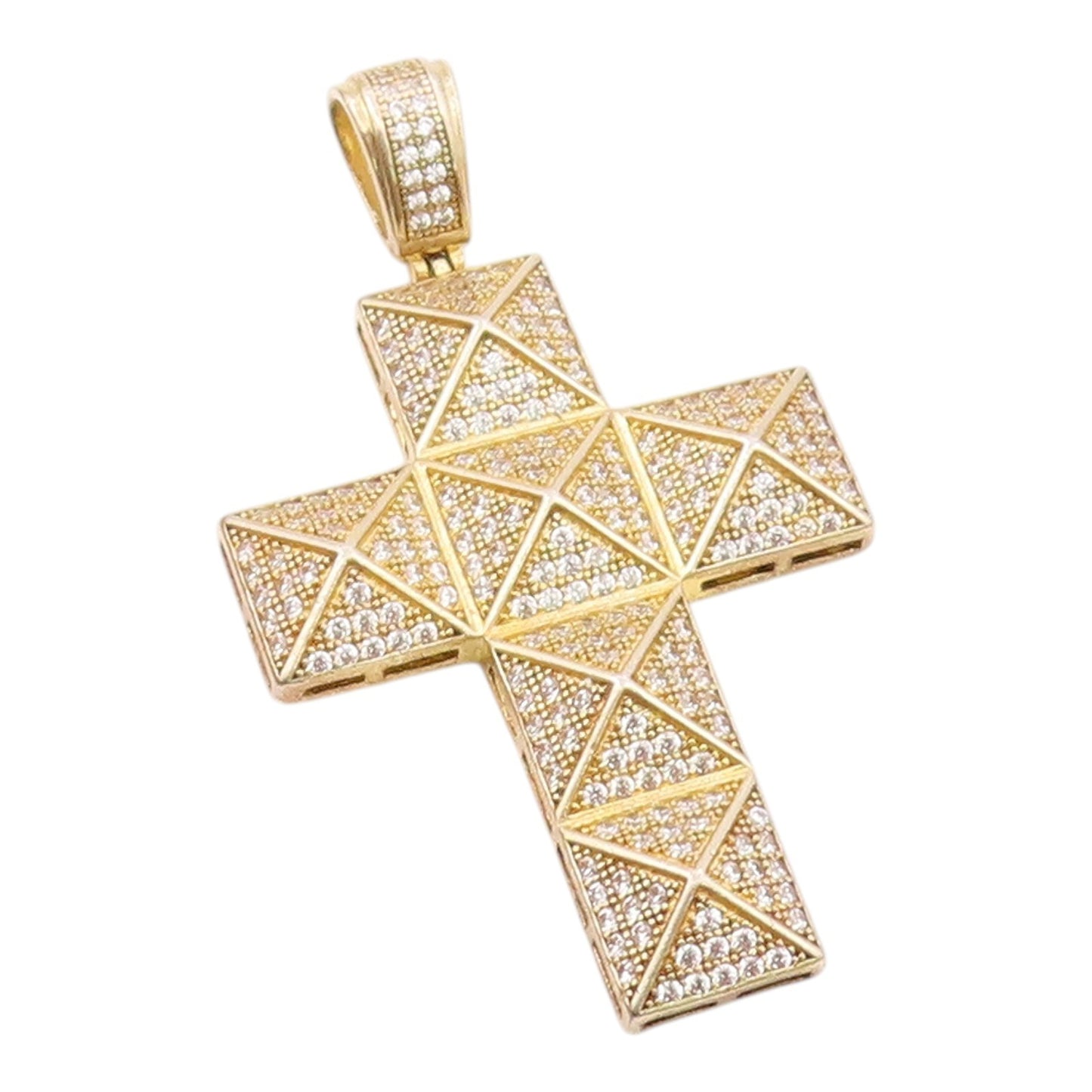 925 Sterling Silver  Vintage Cubic Zirconia Religious Cross Pendant  PT18899
