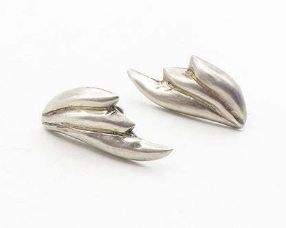MEXICO 925 Silver  Vintage Shiny Modernist Non Pierce Screw Earrings  EG5946