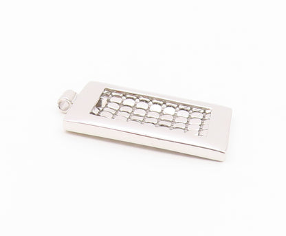 925 Sterling Silver  Shiny Polished Circle Square Slide Pendant  PT12126