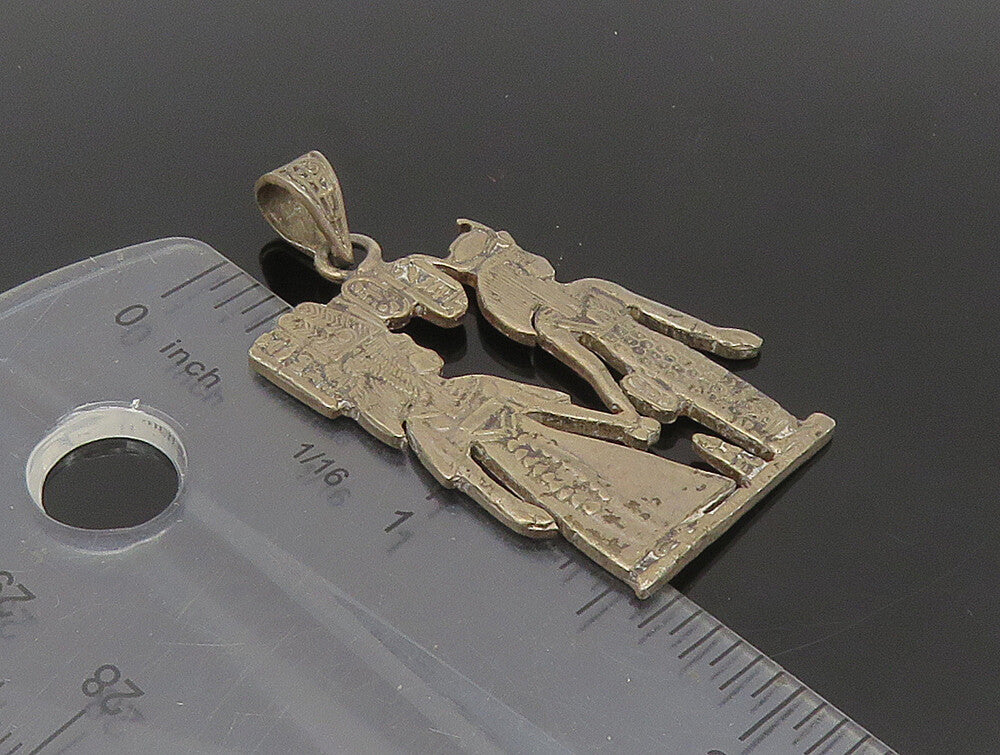 MIDDLE EAST 925 Silver  Vintage Egyptian Pharaoh Holding Hand Pendant  PT19762
