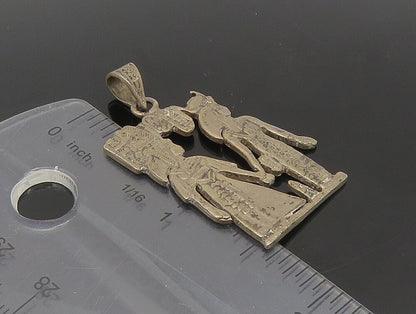 MIDDLE EAST 925 Silver  Vintage Egyptian Pharaoh Holding Hand Pendant  PT19762