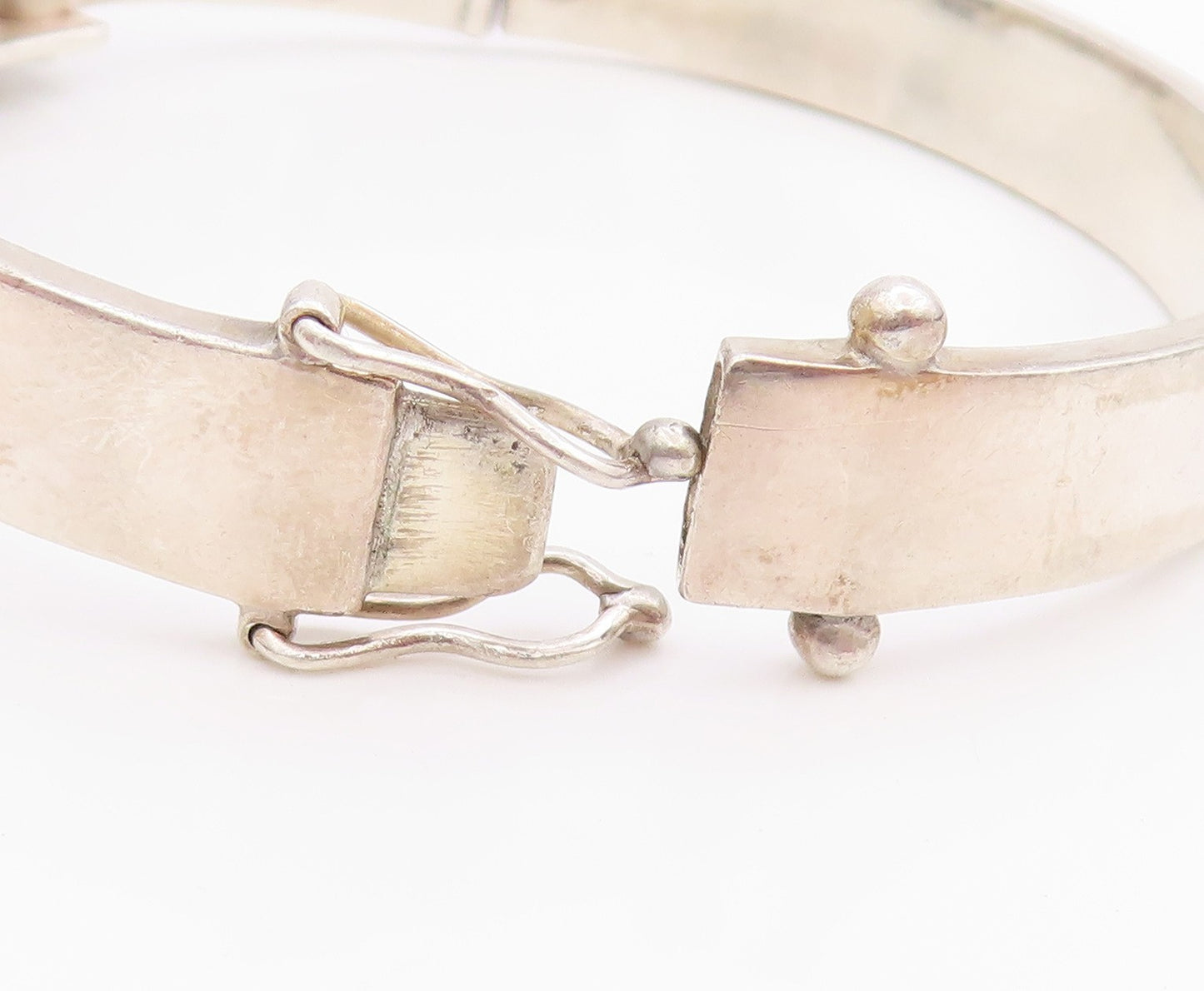 925 Sterling Silver Vintage Bracelet Modernist Design Cut Oval Hematite  BT11323