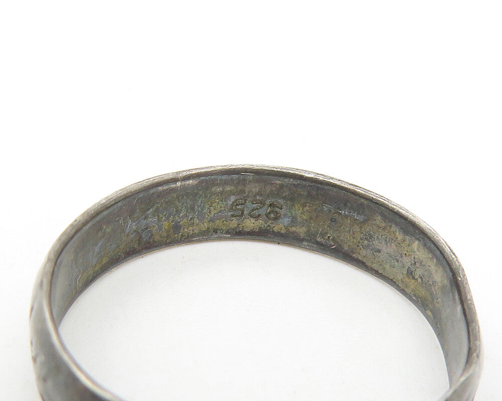 925 Sterling Silver  Vintage Oxidized Floral Etched Band Ring Sz 6  RG11024