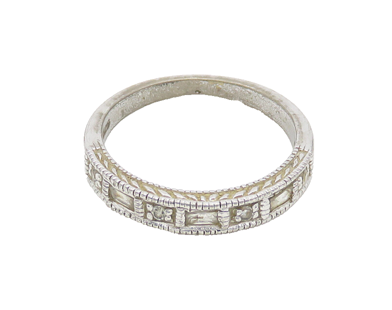 925 Sterling Silver  Vintage Shiny Cubic Zirconia Band Ring Sz 7  RG18516