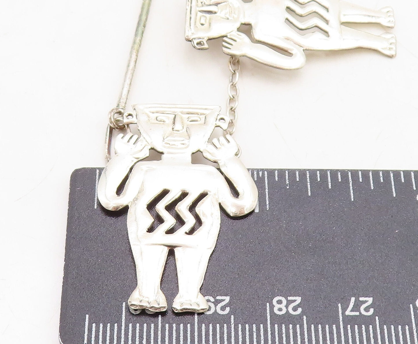 925 Sterling Silver  Vintage Shiny Traditional Statues Chain Necklace  NE1776