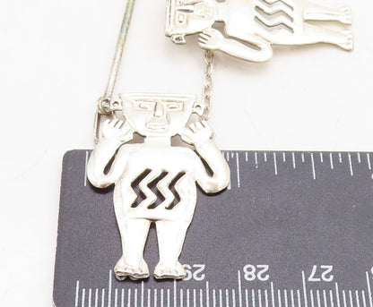 925 Sterling Silver  Vintage Shiny Traditional Statues Chain Necklace  NE1776