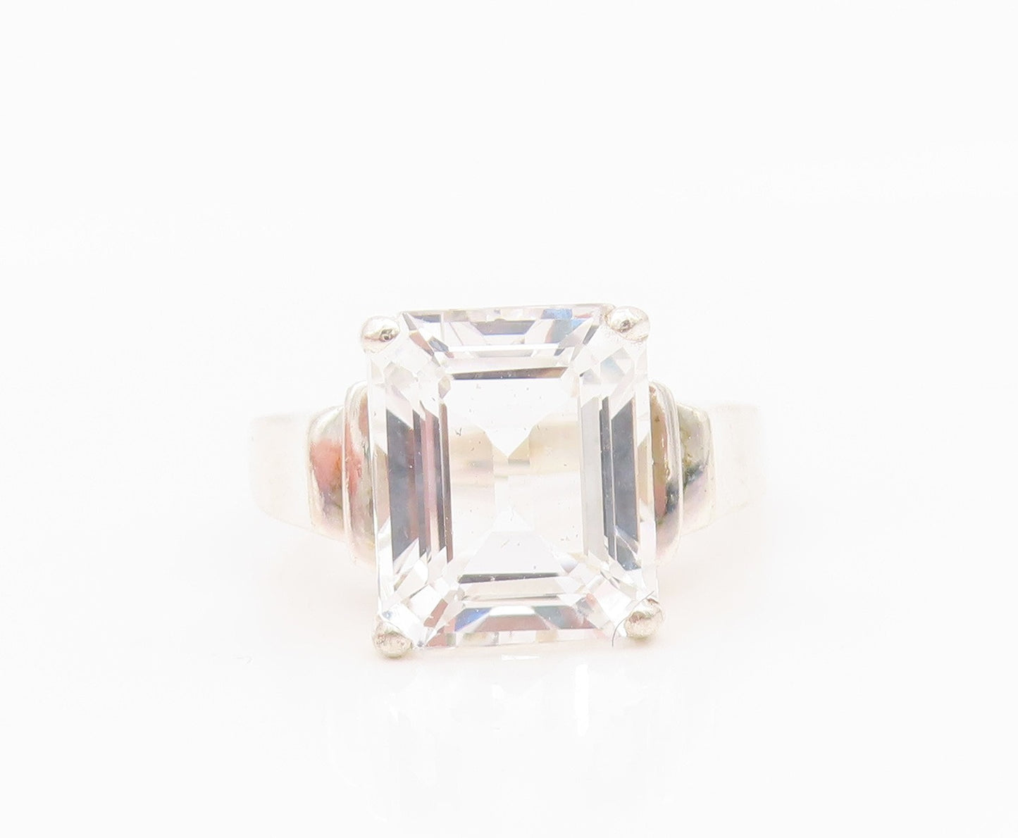 925 Sterling Silver Vintage Ring Minimalist Step Cut Rectangle CZ  Sz 10 RG33039