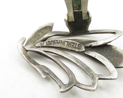 JUST A. 925 Silver  Vintage Antique Floral Motif Non Pierce Earrings  EG9150