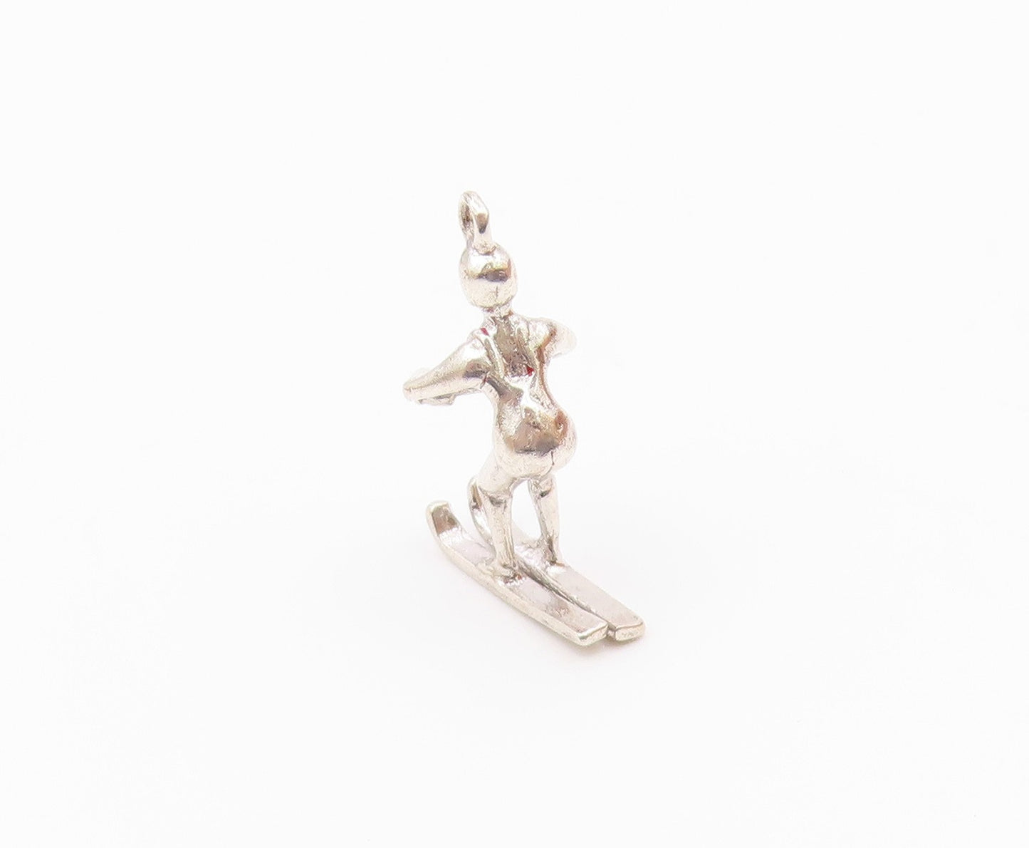 925 Sterling Silver  Vintage Shiny Petite Water Skiing Figure Pendant  PT6256