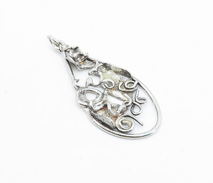 925 Sterling Silver  Vintage Modernist Sculpted Swirl Design Pendant  PT4978