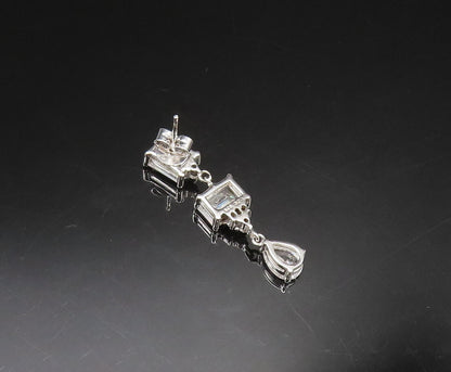 925 Silver  Vintage Dainty Multi Shape Cubic Zirconia Dangle Earrings  EG11740