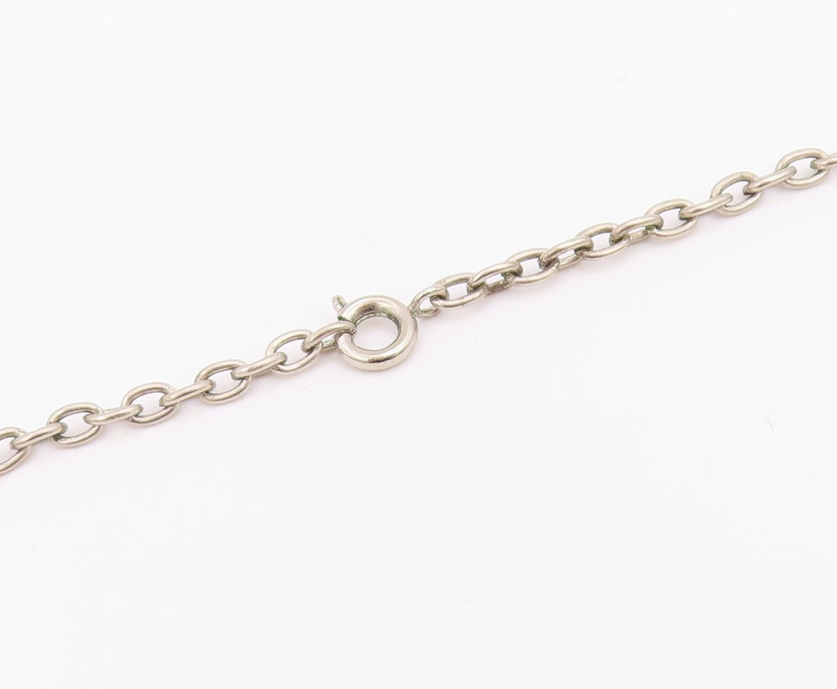 925 Sterling Silver  Vintage Dark Tone Floral Motif Chain Necklace  NE3566
