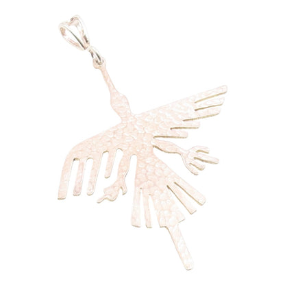 925 Sterling Silver Vintage Pendant PERU Hammered Hummingbird Cutout  PT26006