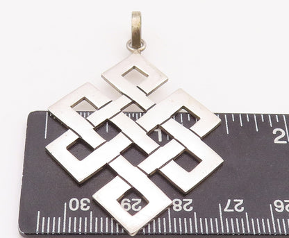 925 Sterling Silver Vintage Pendant Brutalist Box Maze Cutout PT23383