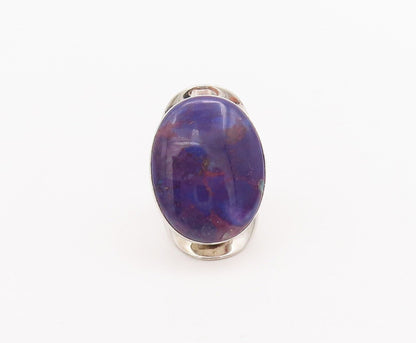 925 Sterling Silver Vintage Ring Oval Cabochon Purple Turquoise  Sz 6  RG28355