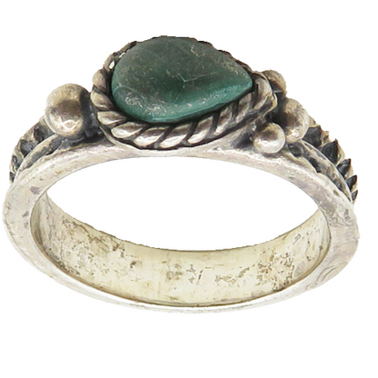 CAROLYN POLLACK 925 Silver  Vintage Tear Drop Malachite Band Ring Sz 6 RG19595