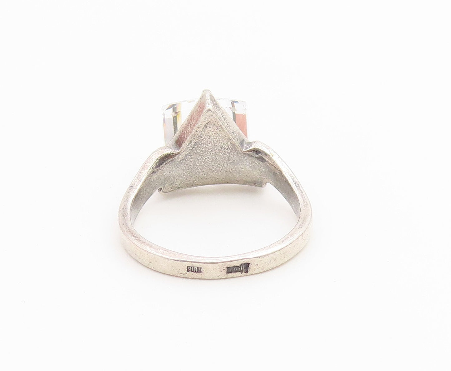 925 Sterling Silver Vintage Ring POLAND Angular Quartz Band  Sz 8  RG36730
