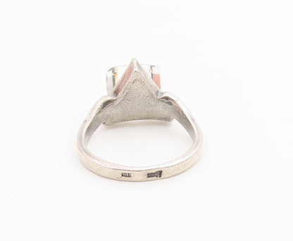 925 Sterling Silver Vintage Ring POLAND Angular Quartz Band  Sz 8  RG36730