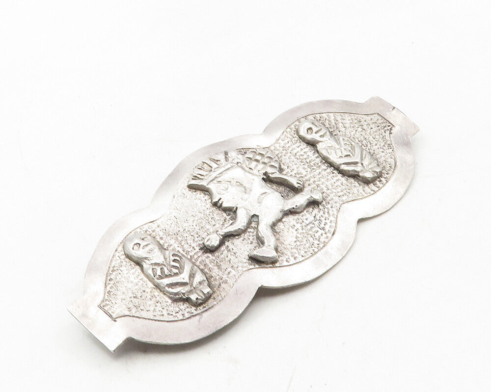 PERU 925 Sterling Silver  Vintage Chiseled Running Man Brooch Pin  BP4086