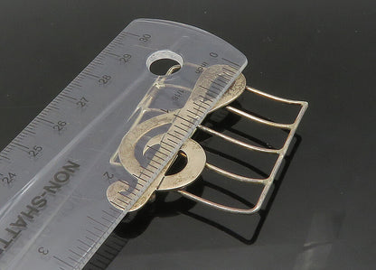 MEXICO 925 Sterling Silver  Vintage Treble Clef Music Motif Brooch Pin  BP8692