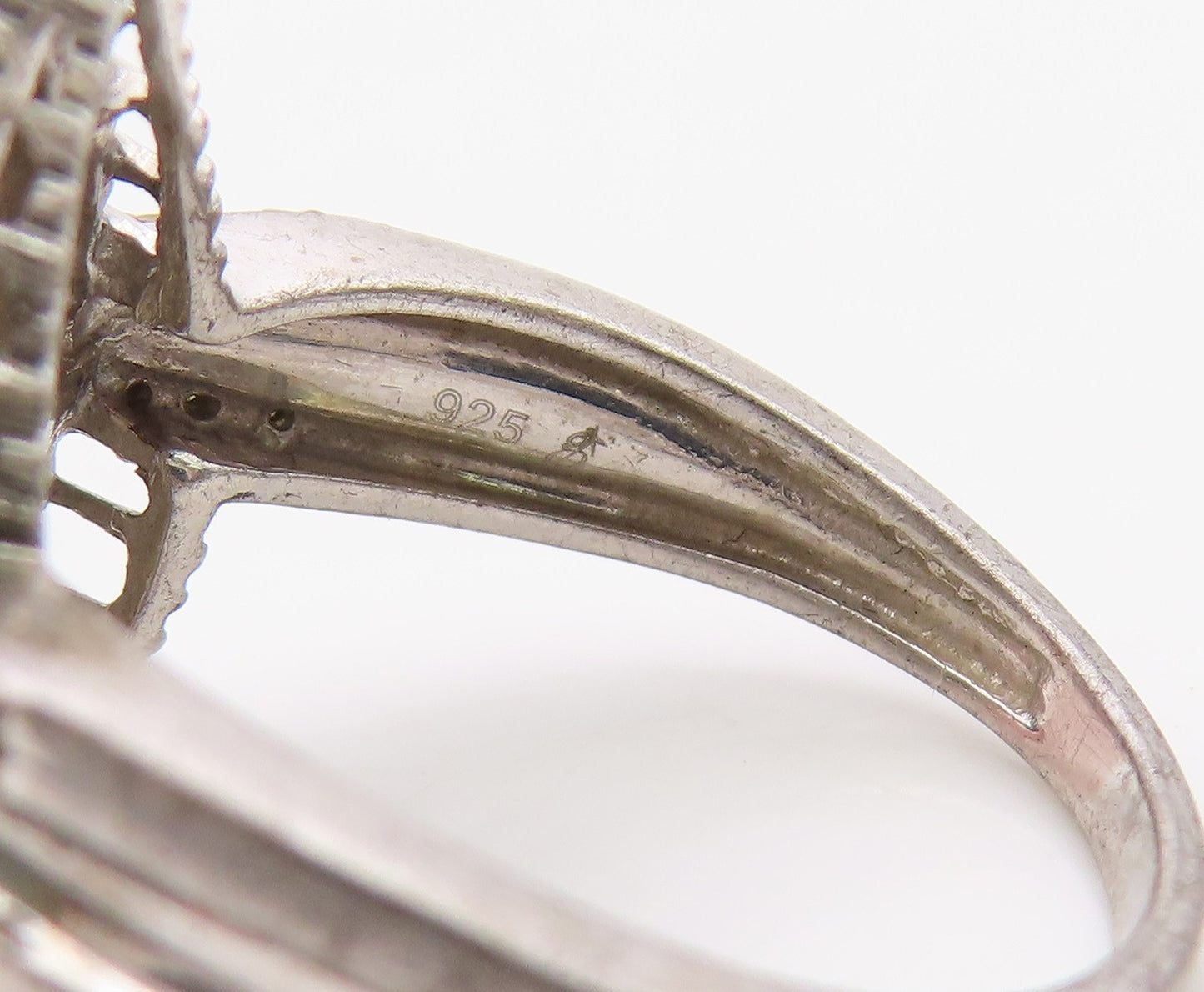 925 Sterling Silver Vintage Ring Real Yellow & White Diamonds Band Sz 7 RG36376
