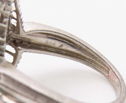 925 Sterling Silver Vintage Ring Real Yellow & White Diamonds Band Sz 7 RG36376