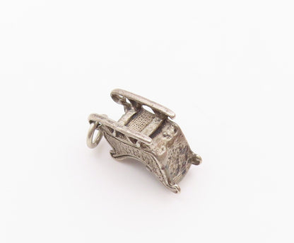 925 Sterling Silver  Vintage Petite Christmas Sleigh Motif Pendant  PT18538