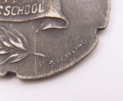 925 Sterling Silver  Vintage Antique Oxidized Honor Student Pendant  PT7573