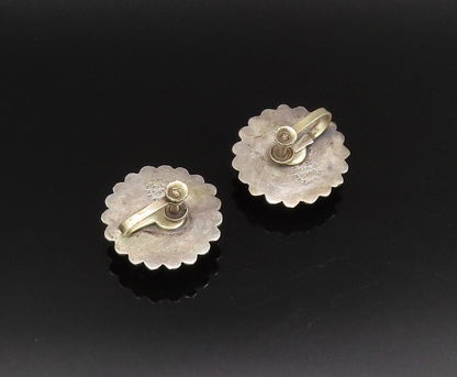 MEXICO 925 Silver  Vintage Unique Blue Amber Screw Back Earrings  EG12142