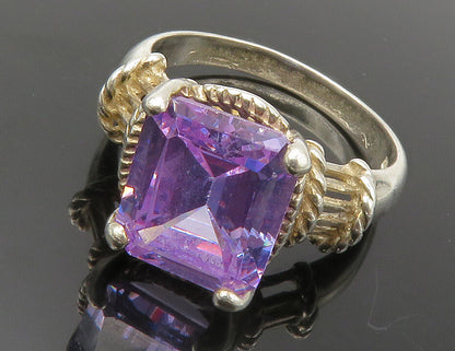 DAVID SIGAL 925 Silver  Vintage Cubic Zirconia Cocktail Ring Sz 10  RG12612