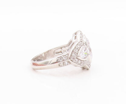 925 Sterling Silver Vintage Ring Multi Shape CZ Statement Band   Sz 7  RG33481