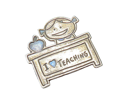 EFS MEXICO 925 Sterling Silver  Vintage Teacher At Desk Brooch Pin  BP7967