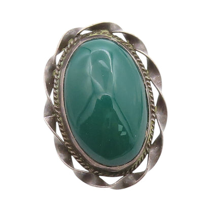 925 Sterling Silver Vintage Ring MEXICO Carnelian Halo Twisted Rope Sz 6 RG33416