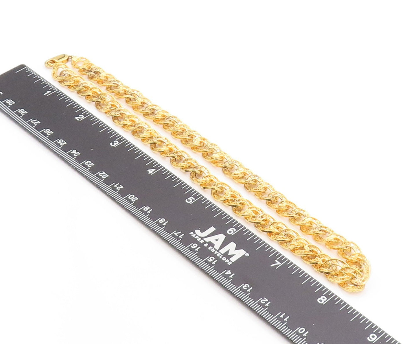 925 Sterling Silver Vintage Necklace Gold Plated Curb Cuban Link Chain  NE4652