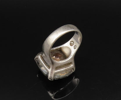 DESIGNER 925 Silver  Vintage Cushion Cut Smoky Quartz Ring Sz 8  RG26016