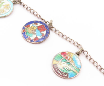 925 Sterling Silver Vintage Bracelet Antique Dangling Bermuda Map  BT11137