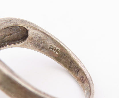 925 Sterling Silver Vintage Ring Modernist Ribbed Wave Band  Sz 7.5  RG36594